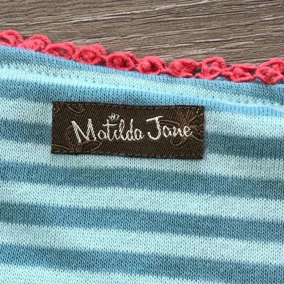 Matilda Jane Good Hart Clear Skies Blue Striped Dropped Waist Tank Top Size S - Picture 7 of 10